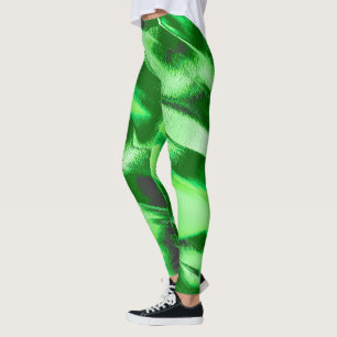 Leggings Dibujo de dunas verdes metálicas toscas