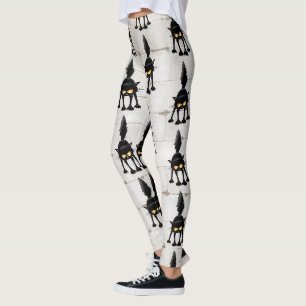 Leggings Dibujo de gato negro divertido y fiero