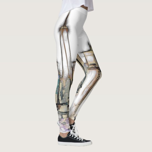 Leggings Dibujo De La Ciudad De Newyork En El Skyline Blanc (Derecha)