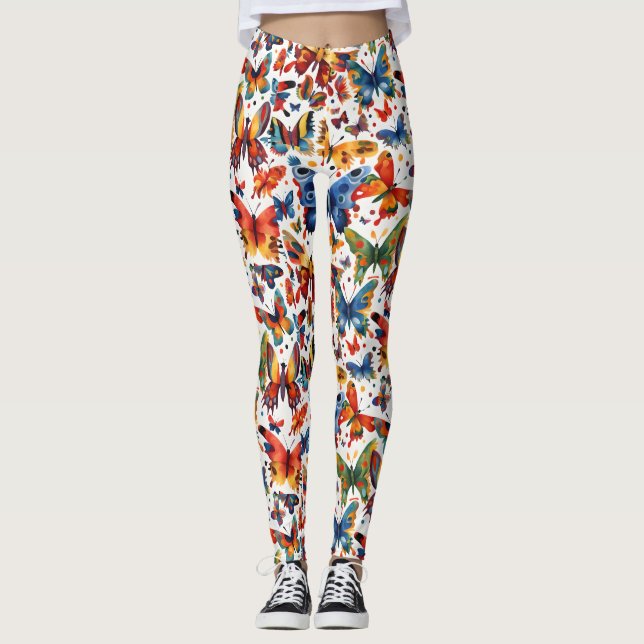 Leggings Dibujo de mariposa colorida (Anverso)