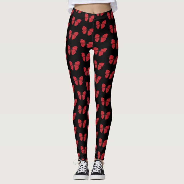 Leggings Dibujo de mariposa roja (Anverso)