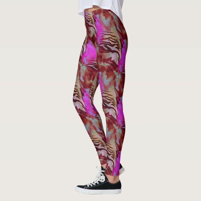 Leggings Dibujo de mosaico abstracto de rosa rústico y oxid (Izquierda)