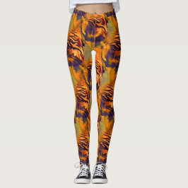 Leggings Dibujo de mosaico abstracto manchado, oro quemado