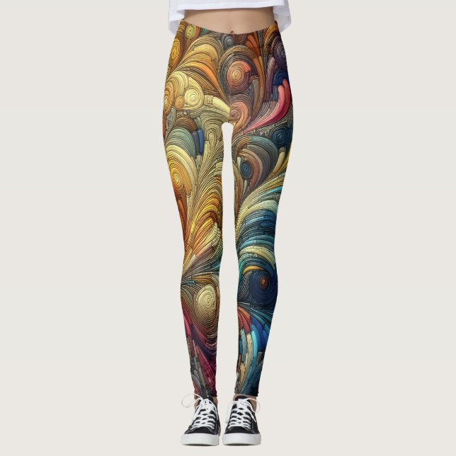 Leggings Dibujo de Pastel Abstracto Orgánico Burbujeante Co (Anverso)