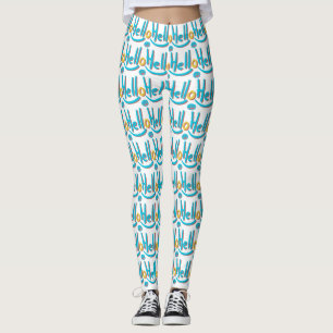 Leggings Dibujo de patrón de saludo de resumen de reproducc