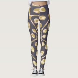 Leggings Dibujo de patrón radial de polka verde oliva Impri