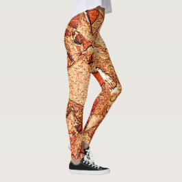 Leggings Dibujo de roca volcánica pintado de rojo naranja