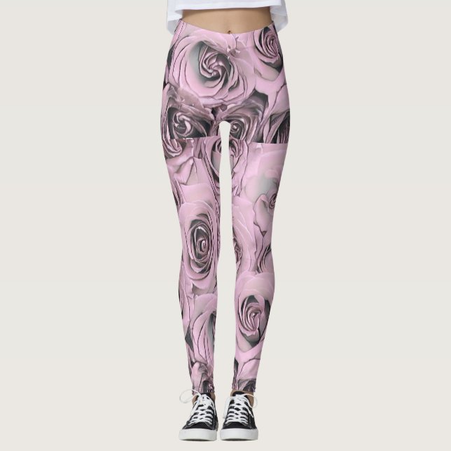 Leggings Dibujo de rosas rosadas (Anverso)