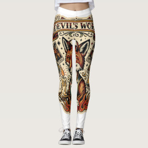 Leggings Dibujo de tatuaje de carta de tarot de Zorro Astut