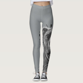 Leggings Dibujo del arte animal del perro de Pitbull en la