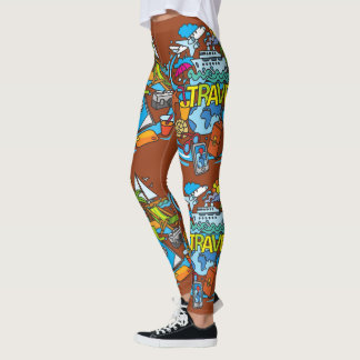 Leggings dibujo del Personalizado de fondo marrón oscuro de
