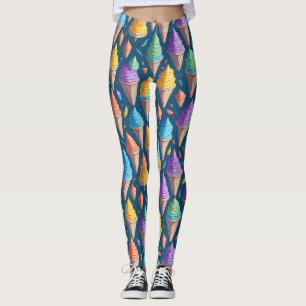 Leggings Dibujo Divertido Cono de Helado Dulce Postre Color
