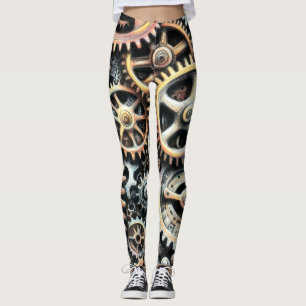 Leggings Dibujo pastel de los engranajes de los perros Stea