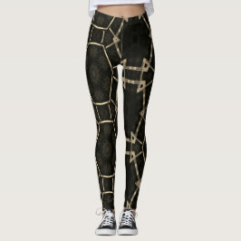 Leggings Dibujos abstractos MODERNOS en mosaico de oro negr