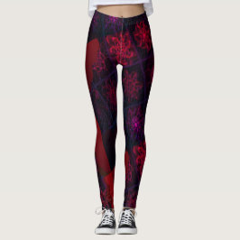 Leggings Dibujos abstractos MODERNOS en mosaico rojo rosa L