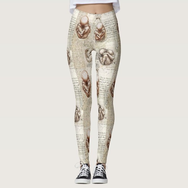 Leggings Dibujos fetales de Leonardo da Vinci (Anverso)