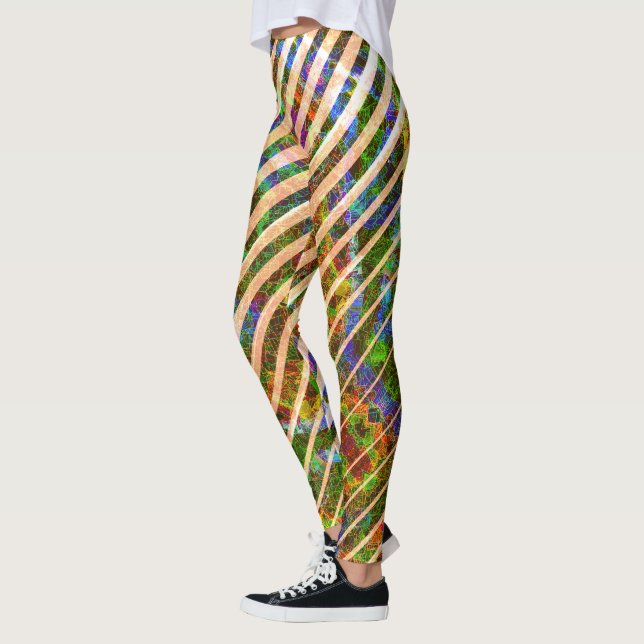 Leggings Diferentes rayas naranjas, coloridas líneas raspad (Izquierda)
