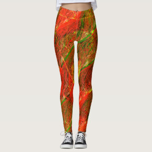 Leggings Different spotted and scratches light red green