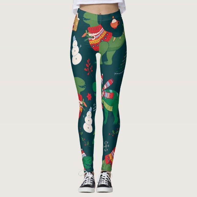 Leggings Dinosaur T-Rex: Navidades Año Nuevo. (Anverso)