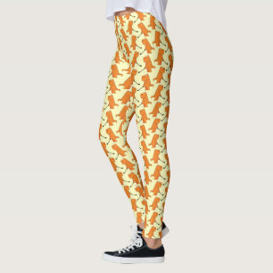 Leggings Dinosaurio Divertido Jugando Golf Naranja T Rex Go