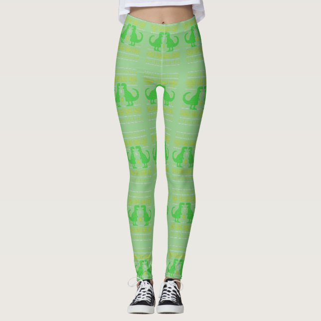 Leggings dinosaurio verde hanukkah suéter feo (Anverso)