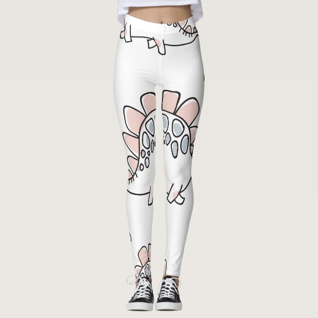 Leggings Dinosaurios Doodle: Diversión de mano. (Anverso)