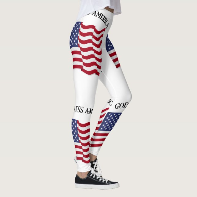 Leggings Dios bendiga a Estados Unidos con bandera (Derecha)