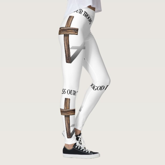 Leggings Dios bendiga a nuestras tropas con cruz (Derecha)