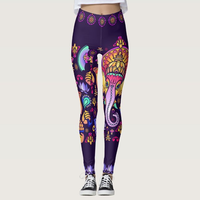 Leggings Dios hindú de Ganesh: La Seamless festiva (Anverso)