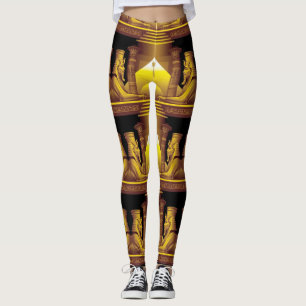Leggings Diosa egipcia, oro en templo negro
