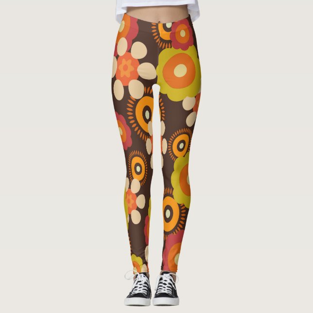 Leggings Disco 70s 60s Retro Flowers Pop Culture (Anverso)