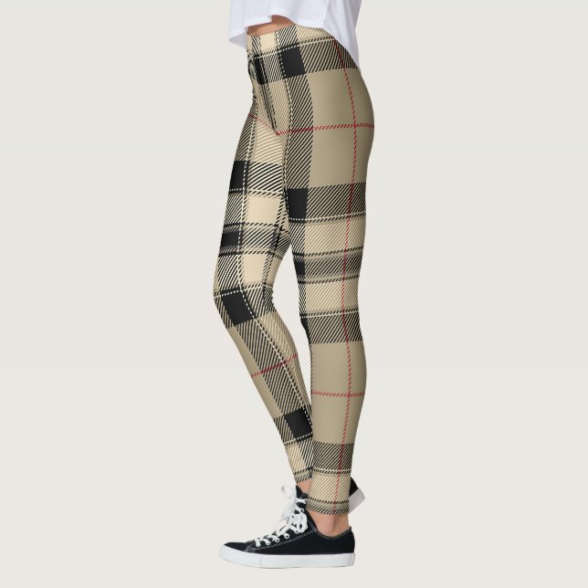 Leggings Diseñador De Platos Beige Y Negro (Izquierda)