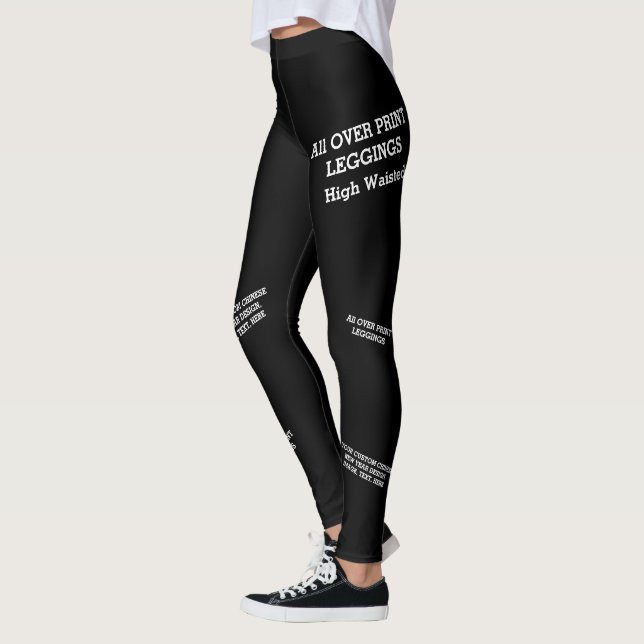 Leggings Diseñar tu propio negro de alta cintura personaliz (Izquierda)