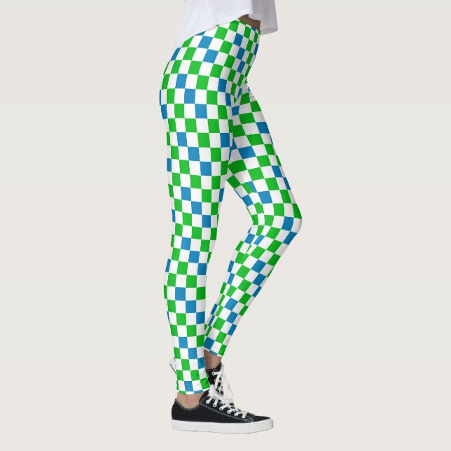 Leggings Diseño a cuadros azul blanco verde (Derecha)