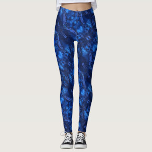 Leggings Diseño abstracto de baldosas, azul profundo y frío