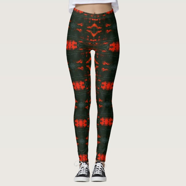 Leggings Diseño abstracto de baldosas, profundo, caliente y (Anverso)