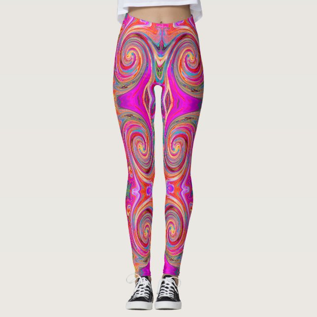 Leggings Diseño abstracto de barrido arco iris colorido (Anverso)