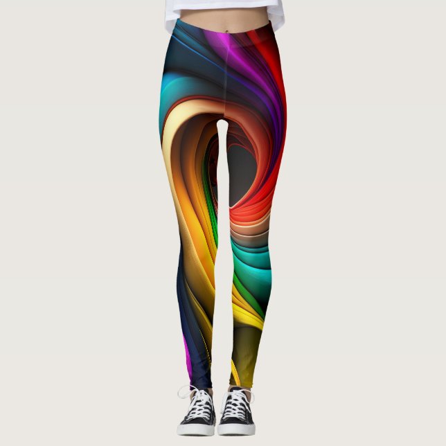 Leggings Diseño abstracto de colores vivos del arcoiris (Anverso)