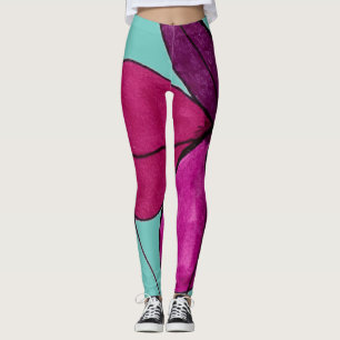 Leggings Diseño abstracto de gran flor floral en pétalo vio