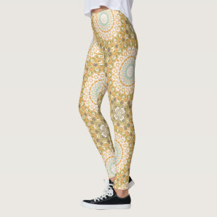 Leggings Diseño abstracto de mandala terroso cálido