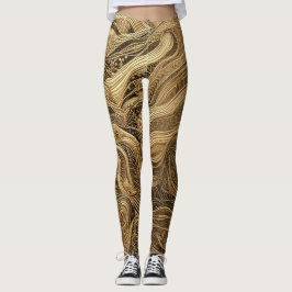 Leggings Diseño abstracto de oro acabado