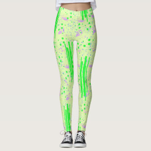 Leggings Diseño abstracto de piernas en amarillo, verde y p