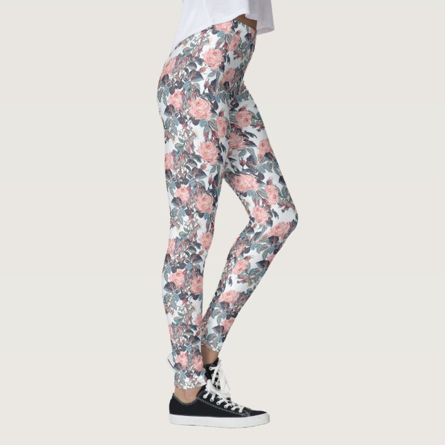 Leggings Diseño abstracto de rosa melocotón (Derecha)
