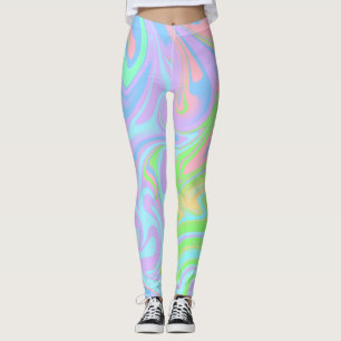 Leggings Diseño abstracto de Swirl Pink Blue Green