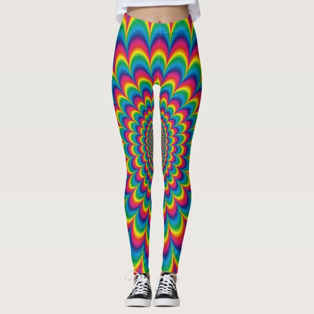 Leggings Diseño abstracto del arco iris psicodélico (Anverso)