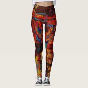 Leggings Diseño abstracto del modelo rojo, azulverde,