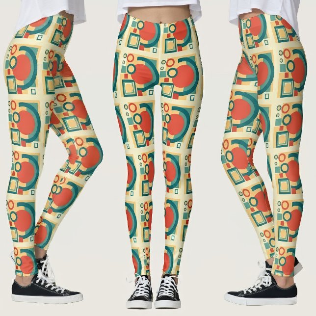 Leggings Diseño abstracto estilo Risograph geométrico retro (Retro Geometric Risograph Style Abstract Design. Leggings)