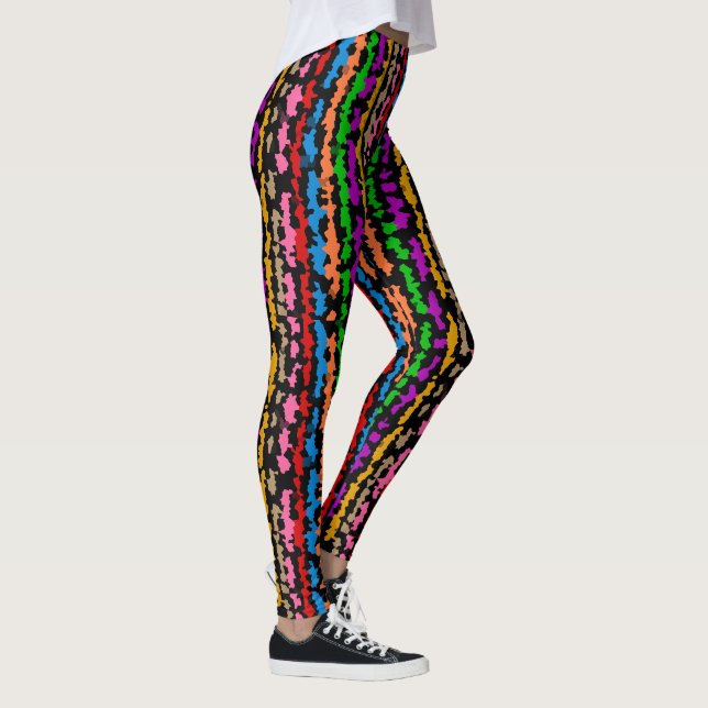 Leggings Diseño abstracto irregular colorido negro (Derecha)
