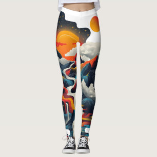 Leggings Diseño abstracto, paisaje surrealista