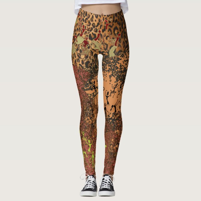Leggings Diseño africano del leopardo de las polainas (Anverso)
